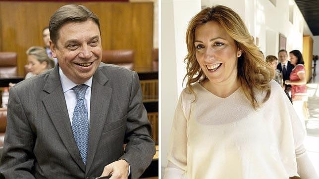 Luis Planas y Susana Díaz, en el Parlamento de Andalucía