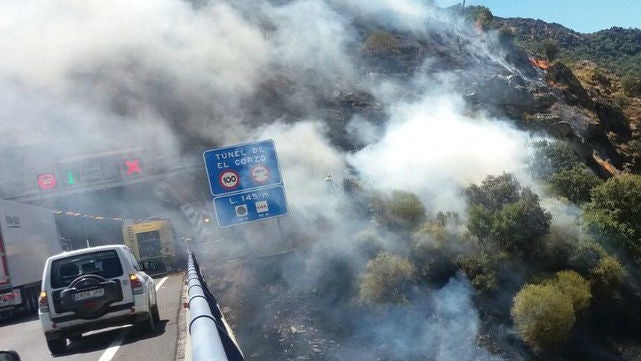 El incendio se ha originado junto a la autovía de Andalucía