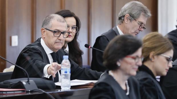 El abogado Miguel Delgado durante su turno de exposición en el juicio del caso ERE