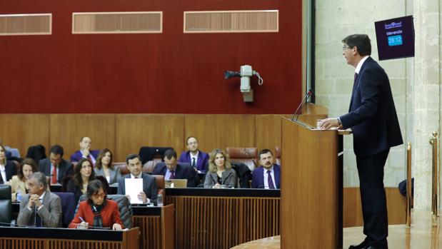 Juan Marín, durante el debate de investidura