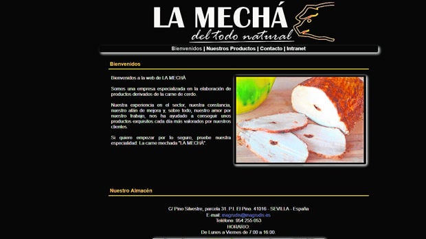 Página web de la empresa donde muestra la carne mechada retirada del mercado