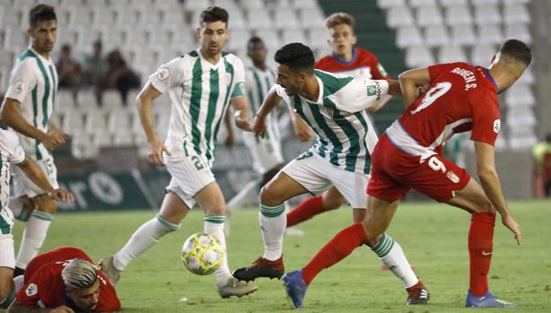 Moyano, en el partido ante el Recreativo Granada
