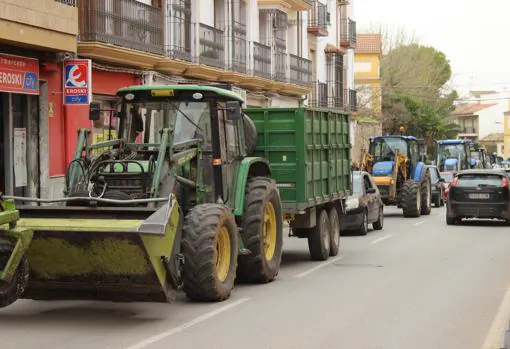 Tractores por el casco urbano de Lucena este mediodía