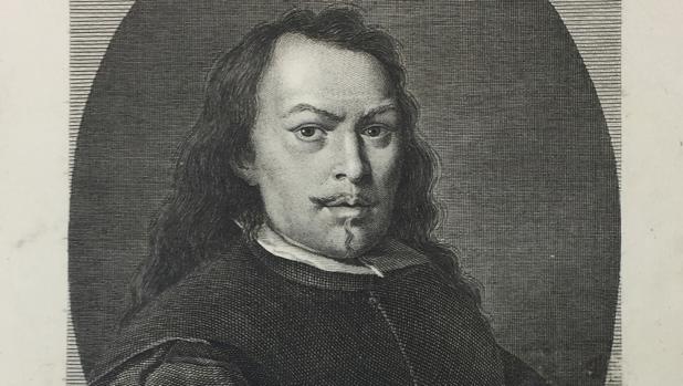 Grabado realizado por Manuel Alegre y que muestra el autorretrato de Murillo conservado en la Frick