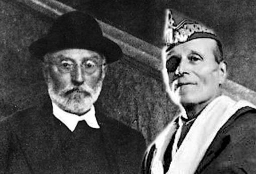 Montaje realizado por ABC que muestra a Millán-Astray y Unamuno