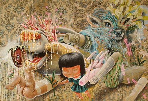 Detalle de «Jardín en pausa» (2012) 204 x 122 cm.