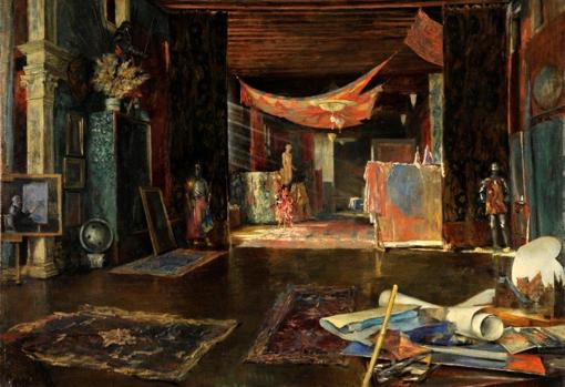 «El estudio del pintor en el Palazzo Pesaro degli Orfei», de Mariano Fortuny y Madrazo. Museo Fortuny, Venecia