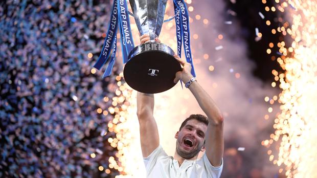 Dimitrov celebra su victoria ante Goffin