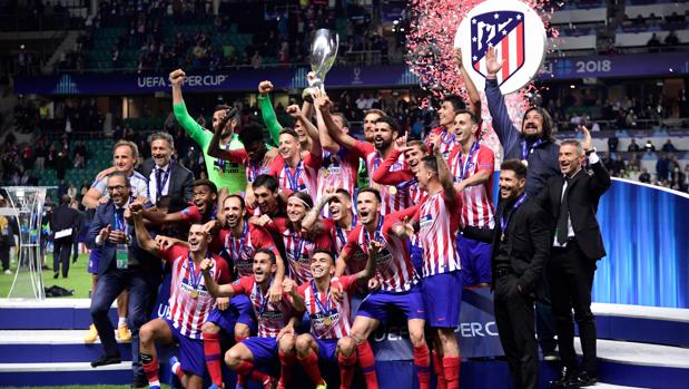 El Atlético de Madrid celebra la conquista de la Supercopa de Europa 2018