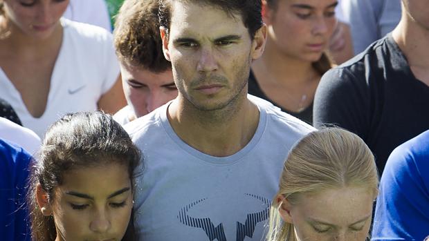 Rafael Nadal, durante el minuto de silencio por las víctimas de las riadas en Mallorca