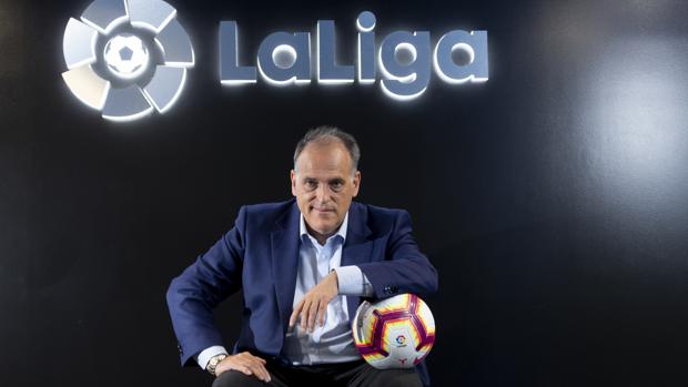 Javier Tebas, en la sede de LaLiga