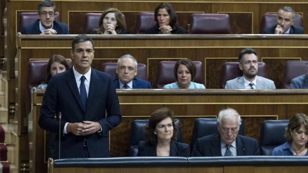 El presidente del Gobierno, Pedro Sánchez, en el Congreso de los Diputados
