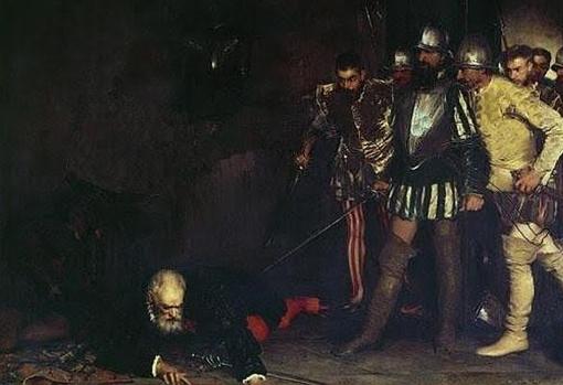 Francisco Pizarro trata de defenderse del ataque de los seguidores de Almagro