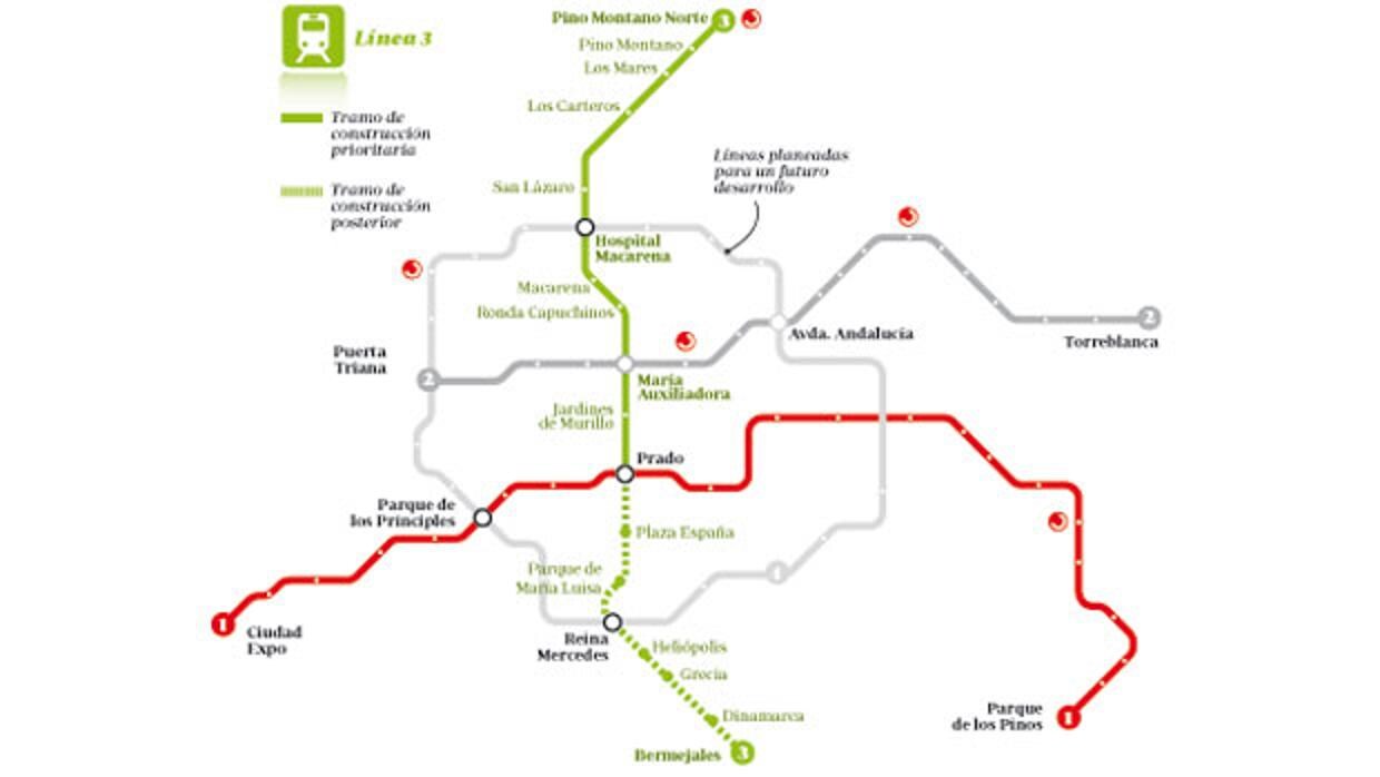 metro sevilla mapa Por dónde pasa la línea 3 del Metro de Sevilla?