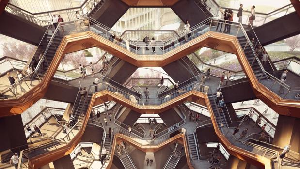 Interior de The Vessel, una escultura-edificio que forma parte del nuevo complejo urbanístico Hudson Yards